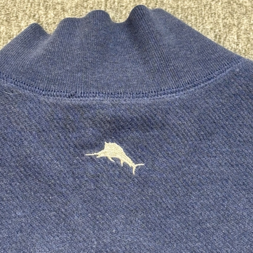 Tommy Bahama Reversible Sweater Mens XL 1/4 Zip Pullover Blue Cotton Knit Preppy - Picture 10 of 12
